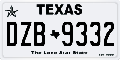 TX license plate DZB9332