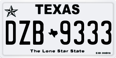 TX license plate DZB9333