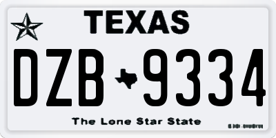 TX license plate DZB9334