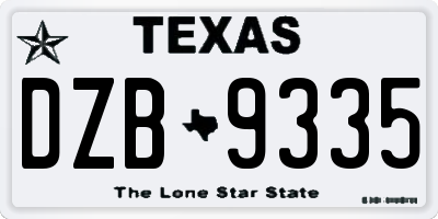 TX license plate DZB9335