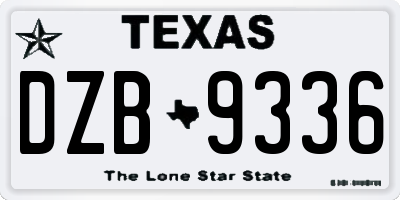 TX license plate DZB9336