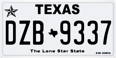 TX license plate DZB9337