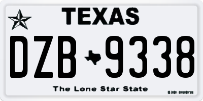 TX license plate DZB9338