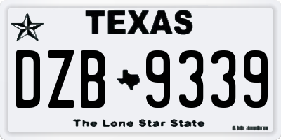 TX license plate DZB9339