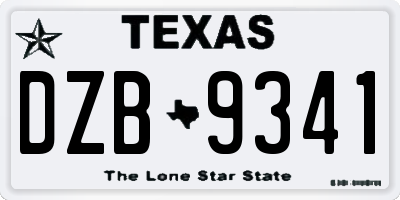 TX license plate DZB9341