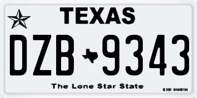 TX license plate DZB9343