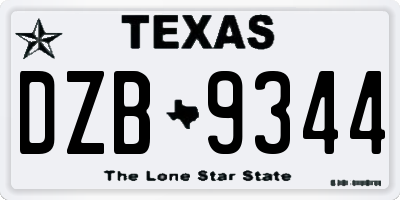 TX license plate DZB9344
