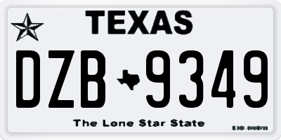 TX license plate DZB9349