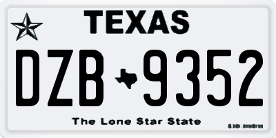 TX license plate DZB9352