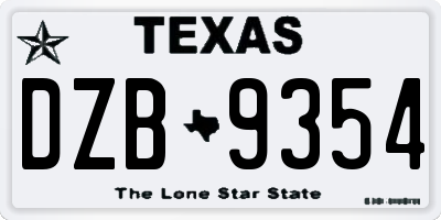 TX license plate DZB9354
