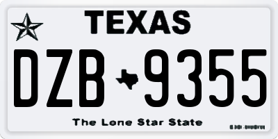TX license plate DZB9355