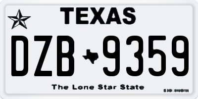 TX license plate DZB9359