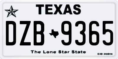 TX license plate DZB9365