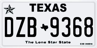 TX license plate DZB9368
