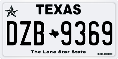 TX license plate DZB9369