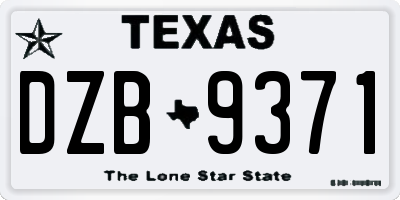 TX license plate DZB9371