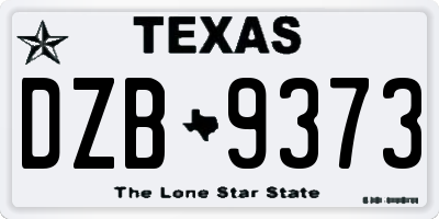 TX license plate DZB9373