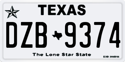 TX license plate DZB9374
