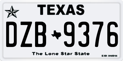 TX license plate DZB9376