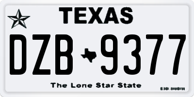 TX license plate DZB9377