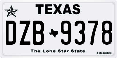TX license plate DZB9378
