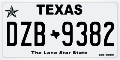 TX license plate DZB9382