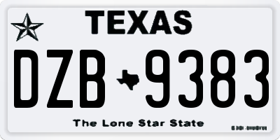 TX license plate DZB9383