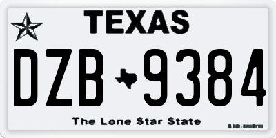 TX license plate DZB9384