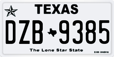 TX license plate DZB9385