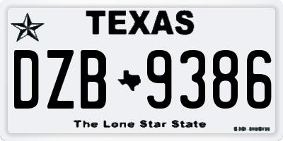 TX license plate DZB9386
