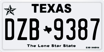 TX license plate DZB9387