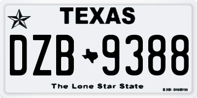 TX license plate DZB9388
