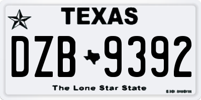 TX license plate DZB9392