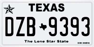 TX license plate DZB9393