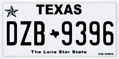 TX license plate DZB9396