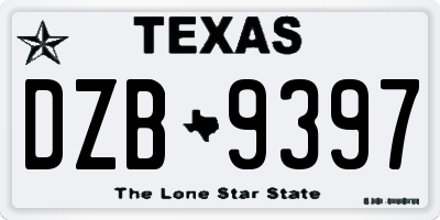 TX license plate DZB9397