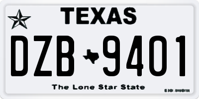 TX license plate DZB9401