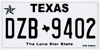 TX license plate DZB9402