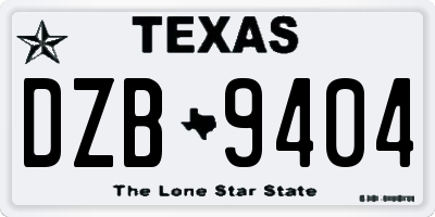 TX license plate DZB9404