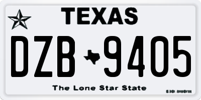 TX license plate DZB9405