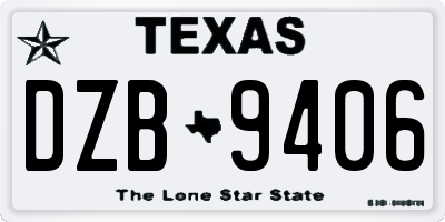 TX license plate DZB9406