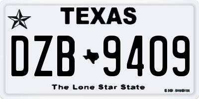 TX license plate DZB9409