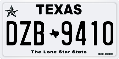 TX license plate DZB9410