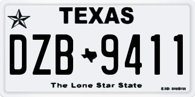 TX license plate DZB9411