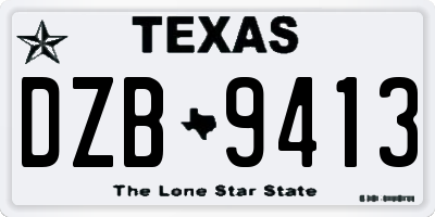 TX license plate DZB9413