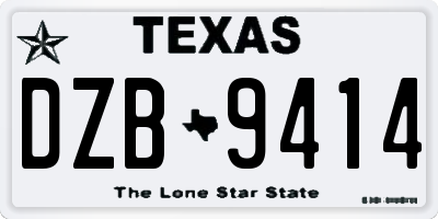TX license plate DZB9414