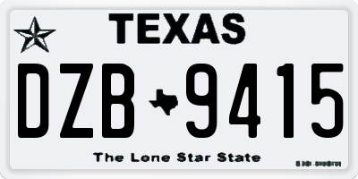 TX license plate DZB9415