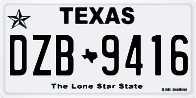 TX license plate DZB9416