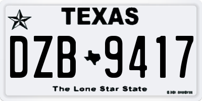 TX license plate DZB9417