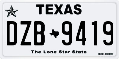 TX license plate DZB9419